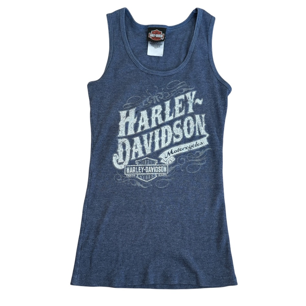 Harley Davidson Bourbon Street Tank Top New Orleans Ribbed S Blue Y2K